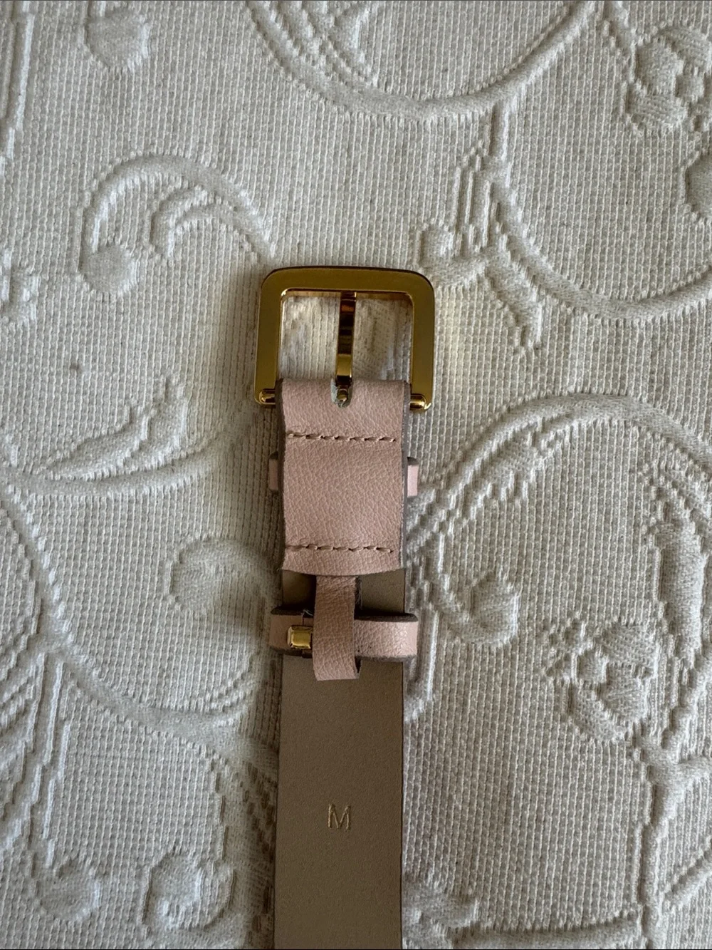 J. Crew Pale Pink Genuine Italian Leather Belt with Gold Buckle - Picture 3 of 9
